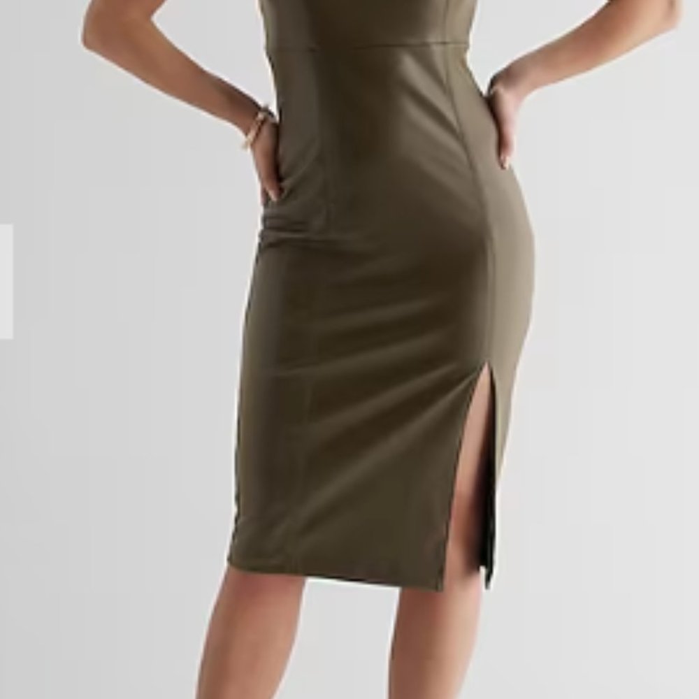 Body Contour Faux Leather Cami Midi Dress